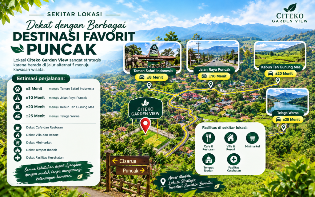 CITEKO GARDEN VIEW PUNCAK TANAH CISARUA DEKAT TAMAN SAFARI